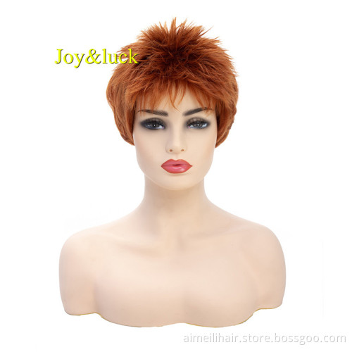 Wholesale Hair Wigs With Highlights Ladies Hair Wigs for Women Brown Ombre Blonde Natural Straight Short Synthetic Hair Wigs